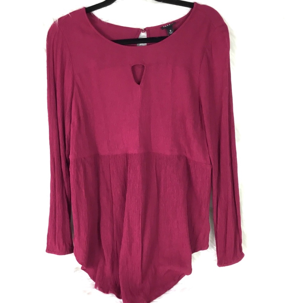 Torrid Tunic Top Baby Doll Keyhole Long Sleeve Blouse Size 0